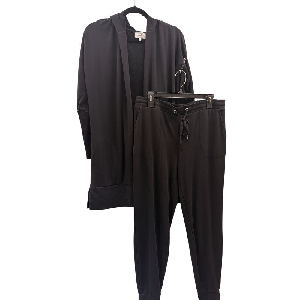Soma Weekend Hooded Cardigan and Elastic Waist Drawstring Pants Black Size L